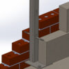 Box profile windpost from inner side showing integration with Brickwork and Masonry Tie