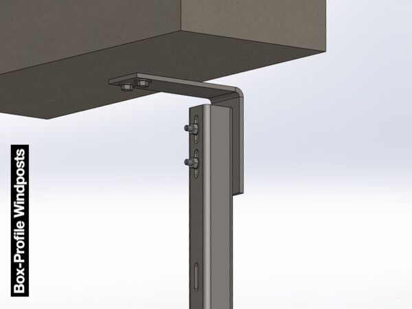 Box-Profile Windpost fixed to brickwork