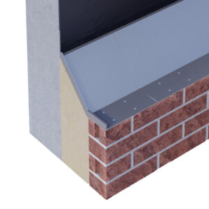 Cavity Tray Stop End shown with brick work and cavity tray