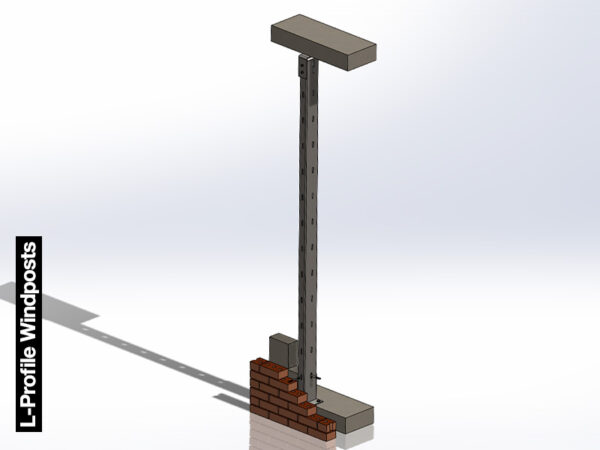 L-Profile Windpost full view including fixings and brickwall