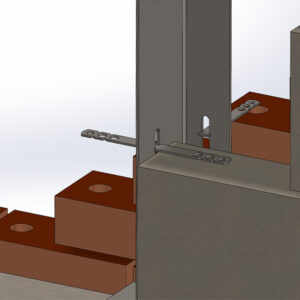 Masonry Ties fixed to L-Profile Windpost and flush with brickwork