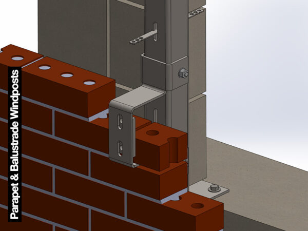 02 External view of balustrade and parapet windposts 