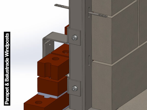 Parapet and Balustrade Windpost with bracket protruding over the brickwork to support the balustrade