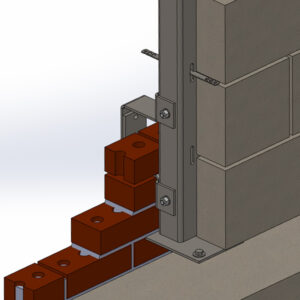 Parapet Windpost from inner side of the brick wall showing brick ties